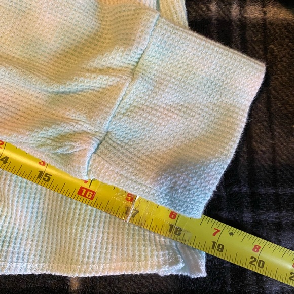 Blue Green Tie Dye Look Thermal Material XS Wild Fable Crop Top Waffle Knit - Picture 7 of 9